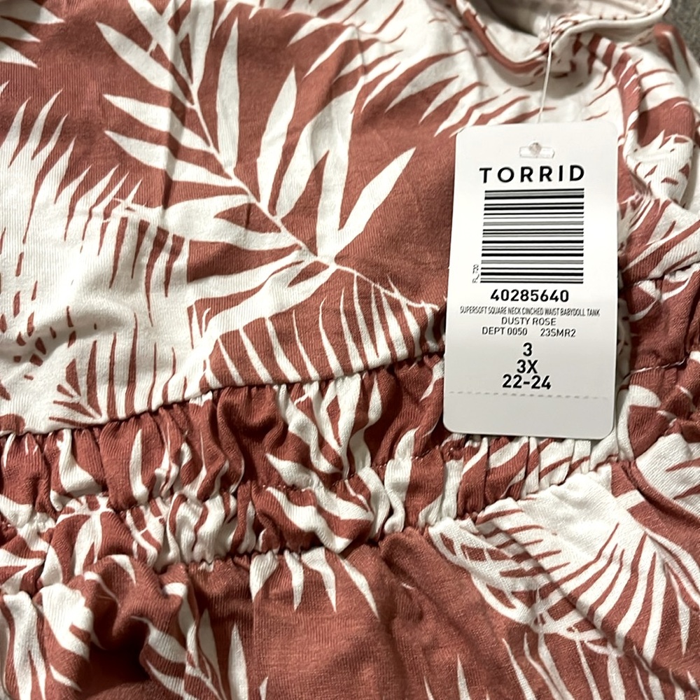 NWT Torrid plus size 3 Super Soft Square Neck Cinched Waist Babydoll Tank pink - Picture 5 of 5
